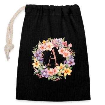 A| Monogramm | Name | Antonia | Watercolor | Bunt - Verschließbarer Geschenkbeutel aus Baumwolle (14x20cm) - Schwarz - Vorne