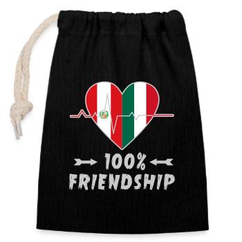 Peru and Italy 100% friendship - Closable cotton gift bag (14x20cm) - black - Front