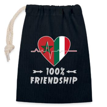 Marokko und Italien 100% Freundschaft - Verschließbarer Geschenkbeutel aus Baumwolle (14x20cm) - Navy - Vorne