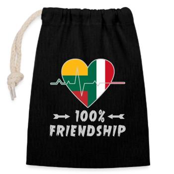 Lithuania and Italy 100% friendship - Closable cotton gift bag (14x20cm) - black - Front