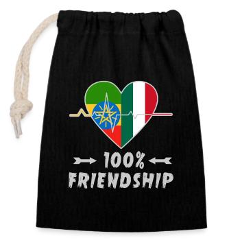 Ethiopia and Italy 100% friendship - Closable cotton gift bag (14x20cm) - black - Front