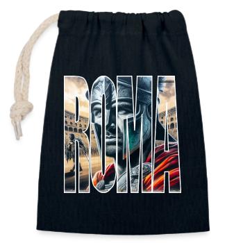 ROMA - Sac cadeau en coton avec cordon (14 x 20 cm) - bleu marine - Devant