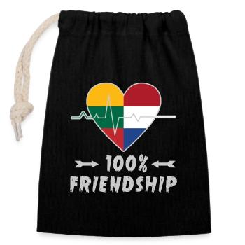 Lithuania and the Netherlands 100% friendship - Closable cotton gift bag (14x20cm) - black - Front