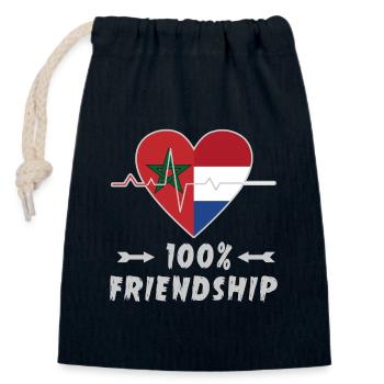 Marokko und Niederlande 100% Freundschaft - Verschließbarer Geschenkbeutel aus Baumwolle (14x20cm) - Navy - Vorne