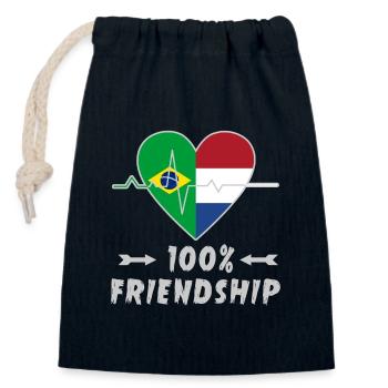 Brasilien und Niederlande 100% Freundschaft - Verschließbarer Geschenkbeutel aus Baumwolle (14x20cm) - Navy - Vorne