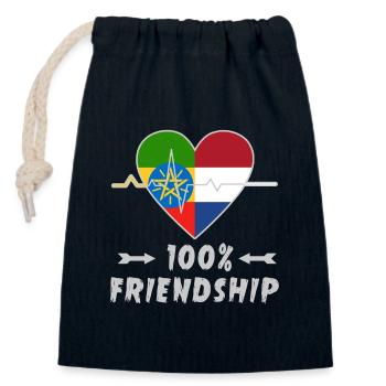 Äthiopien und Niederlande 100% Freundschaft - Verschließbarer Geschenkbeutel aus Baumwolle (14x20cm) - Navy - Vorne