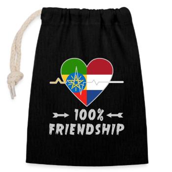Ethiopia and the Netherlands 100% friendship - Closable cotton gift bag (14x20cm) - black - Front