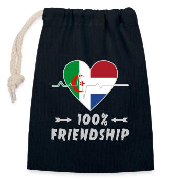 Algerien und Niederlande 100% Freundschaft - Verschließbarer Geschenkbeutel aus Baumwolle (14x20cm) - Navy - Vorne