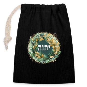 Hebrew Name of God YHWH - Closable cotton gift bag (14x20cm) - black - Front