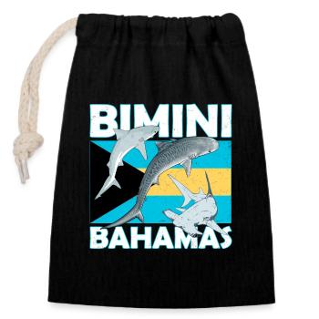 Bimini Drapeau des Bahamas - Sac cadeau en coton avec cordon (14 x 20 cm) - noir - Devant