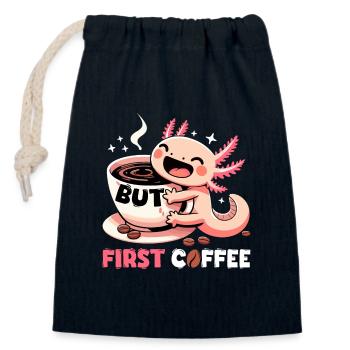Axolotl aber erstmal Kaffee Geschenk - Verschließbarer Geschenkbeutel aus Baumwolle (14x20cm) - Navy - Vorne