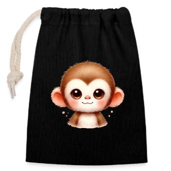 Mignon bébé singe aquarelle Art - Sac cadeau en coton avec cordon (14 x 20 cm) - noir - Devant