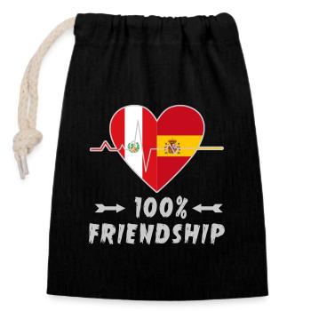 Peru and Spain 100% friendship - Closable cotton gift bag (14x20cm) - black - Front