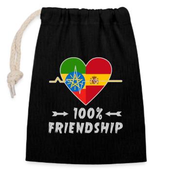 Ethiopia and Spain 100% friendship - Closable cotton gift bag (14x20cm) - black - Front