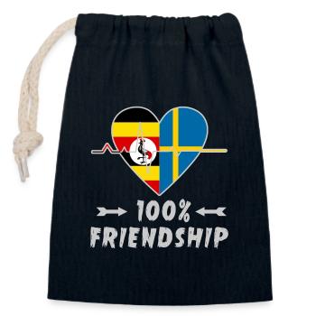 L'Ouganda et la Suède : amitié à 100 % - Sac cadeau en coton avec cordon (14 x 20 cm) - bleu marine - Devant
