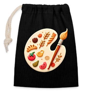 Palette culinaire Art culinaire sur toile - Sac cadeau en coton avec cordon (14 x 20 cm) - noir - Devant