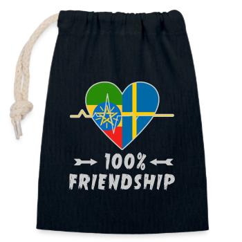 Ethiopia and Sweden 100% friendship - Closable cotton gift bag (14x20cm) - navy - Front