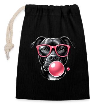 Rafraîchir avec du chewing-gum rose - Sac cadeau en coton avec cordon (14 x 20 cm) - noir - Devant