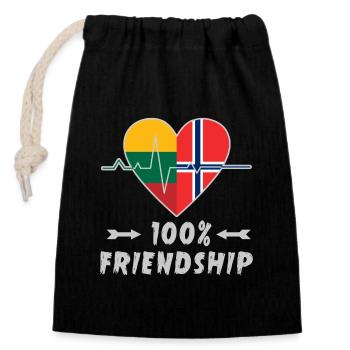 Lithuania and Norway 100% friendship - Closable cotton gift bag (14x20cm) - black - Front