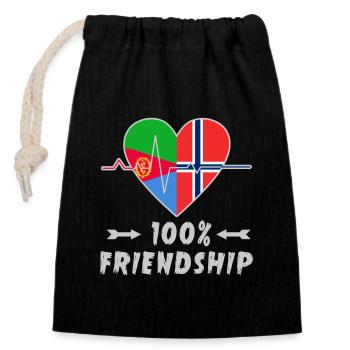 Eritrea und Norwegen 100% Freundschaft - Verschließbarer Geschenkbeutel aus Baumwolle (14x20cm) - Schwarz - Vorne