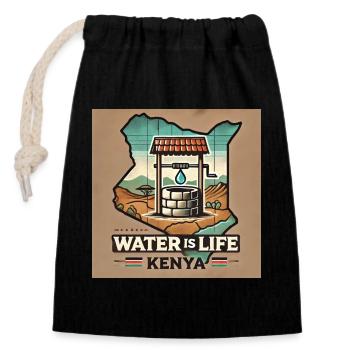 Wasser ist Leben – Kenia Brunnen - Verschließbarer Geschenkbeutel aus Baumwolle (14x20cm) - Schwarz - Vorne