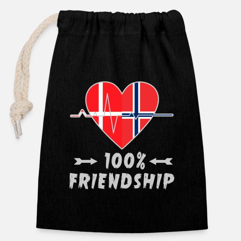 Denmark and Norway 100% friendship - Closable cotton gift bag (14x20cm) - black