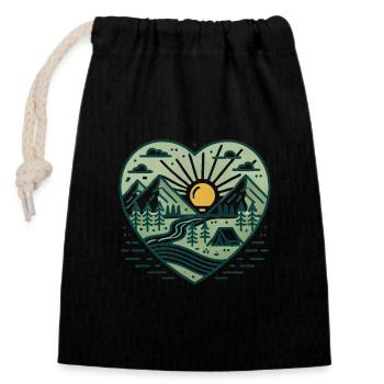 Explore More Camping Heart Design - Closable cotton gift bag (14x20cm) - black - Front