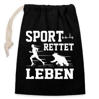 Laufen Rettet Leben - Retro Sunset Lustiges - Verschließbarer Geschenkbeutel aus Baumwolle (14x20cm) - Schwarz - Vorne