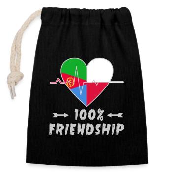 Eritrea und Polen 100% Freundschaft - Verschließbarer Geschenkbeutel aus Baumwolle (14x20cm) - Schwarz - Vorne