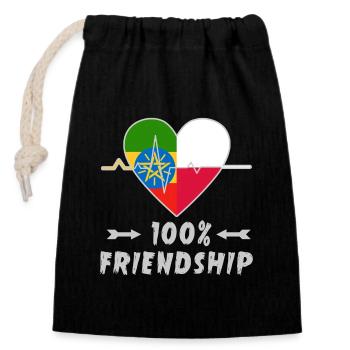 Ethiopia and Poland 100% friendship - Closable cotton gift bag (14x20cm) - black - Front