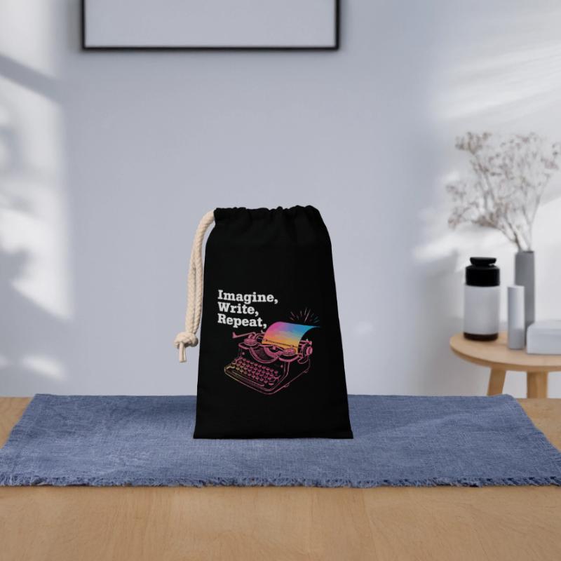 Imagine, Write, Repeat Closable cotton gift bag (14x20cm)