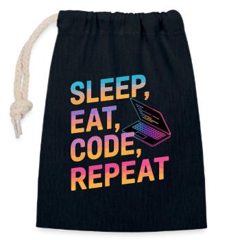 Sleep, Eat, Code, Repeat - Closable cotton gift bag (14x20cm) - navy - Front