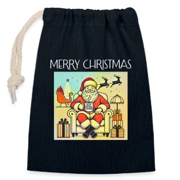 MERRY CHRISTMAS - Sac cadeau en coton avec cordon (14 x 20 cm) - bleu marine - Devant