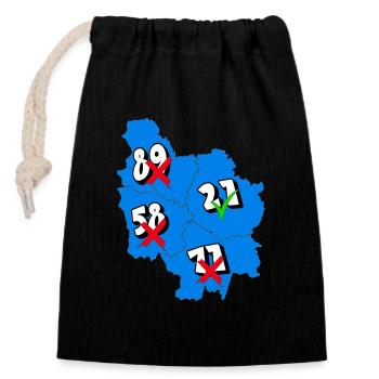 Région Bourgogne - Sac cadeau en coton avec cordon (14 x 20 cm) - noir - Devant