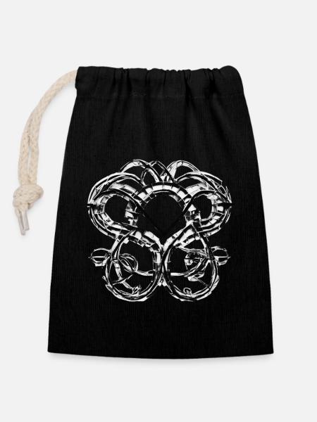 Noeuds vikings (argent) - Sac cadeau en coton avec cordon (14 x 20 cm) - noir