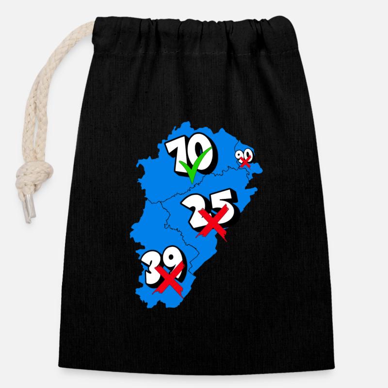Région franche comté - Sac cadeau en coton avec cordon (14 x 20 cm) - noir