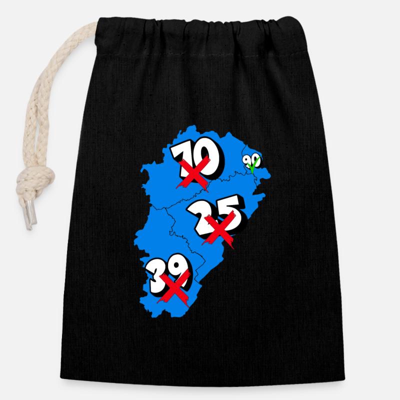 Région franche comté - Sac cadeau en coton avec cordon (14 x 20 cm) - noir