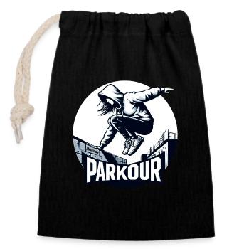 Parkour City Jump Tendance Sport Fille - raffstaff ® - Sac cadeau en coton avec cordon (14 x 20 cm) - noir - Devant