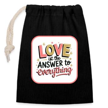 L’amour est la réponse à tout - Liebe & Antwort - Sac cadeau en coton avec cordon (14 x 20 cm) - noir - Devant