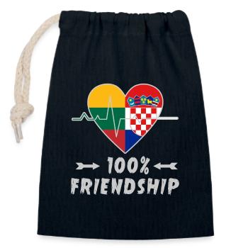 100 % amitié entre la Lituanie et la Croatie - Sac cadeau en coton avec cordon (14 x 20 cm) - bleu marine - Devant