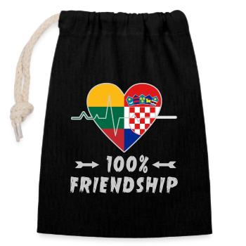 Lithuania and Croatia 100% friendship - Closable cotton gift bag (14x20cm) - black - Front