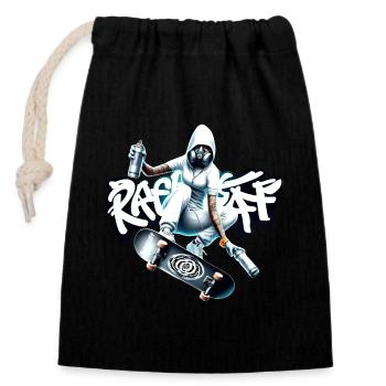 Skater sprayer girl Graffiti Sk8 - raffstaff ® - Verschließbarer Geschenkbeutel aus Baumwolle (14x20cm) - Schwarz - Vorne