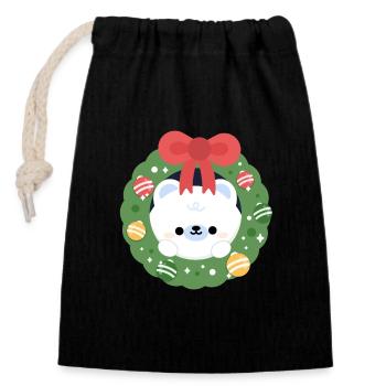 Polar Bear Christmas - Closable cotton gift bag (14x20cm) - black - Front