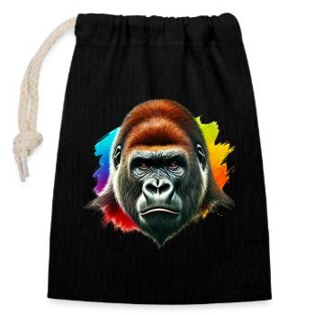 Gorilla - Verschließbarer Geschenkbeutel aus Baumwolle (14x20cm) - Schwarz - Vorne
