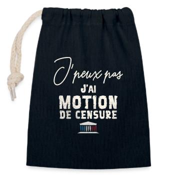J peux j ai motion de censure - Sac cadeau en coton avec cordon (14 x 20 cm) - bleu marine - Devant