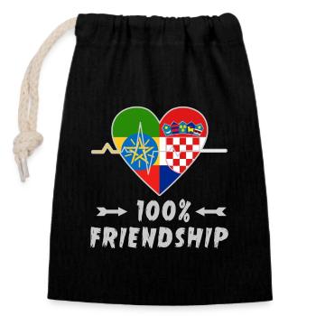 Ethiopia and Croatia 100% friendship - Closable cotton gift bag (14x20cm) - black - Front