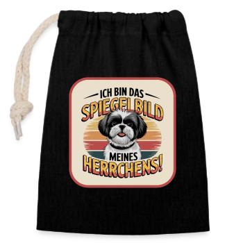 Shih Tzu : le reflet de mon maître chien - Sac cadeau en coton avec cordon (14 x 20 cm) - noir - Devant