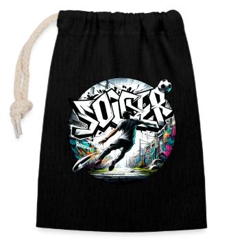 Soccer Graffiti Soccer Team Ball - raffstaff ® - Closable cotton gift bag (14x20cm) - black - Front