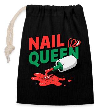 Nail Queen für jede Kosmetikerin - Verschließbarer Geschenkbeutel aus Baumwolle (14x20cm) - Schwarz - Vorne