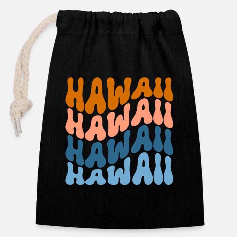 Hawaii - Closable cotton gift bag (14x20cm) - black
